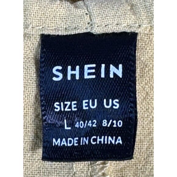 SHEIN Yellow Linen Blend Tie Shoulder Shortalls Romper Women's‎ Size L 8 10 - Picture 6 of 8